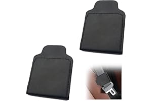 VLYX Car Seat Belt Adjuster, 2 PCS Premium PU Leather Seat Belt Clip for Vehicle Automobile Comfort Universal Shoulder Neck Strap Positioner for Adults (Black-Adhesive Type)