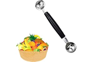 Siqian Double Sided Melon Baller, Melon Ball Scoop,Fruit BallerMelon Double Sided Stainless Steel Round Ice Cream Cookie Dessert Scoop for Fruit Ice Cream
