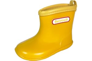 BAIYOULI Toddler Wellies Slip On PVC Lightweight Waterproof Kids Wellington Boots Colorful Rain Boots for Boys Girls