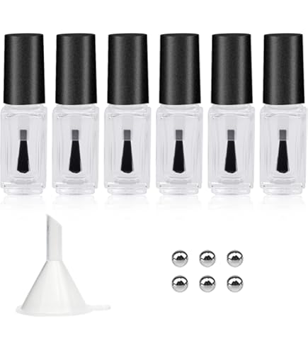 Agidea Nagellackflaschen 50ml Mit Pinsel - 6 Stück Glasflaschen Für Nagelhautöl & DIY