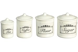 MELODY JANE DOLLS HOUSES Melody Jane Casa de Muñecas Blanco Bote Almacenamiento Tarro Juego 4 Miniatura Accesorio de Cocina 1:12