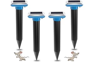 ASHMITA Mole Repellent 4Pcs,Solar for Moles,Sonic Deterrent Devices,Ultrasonic Gopherfor Outdoor Lawn Garden Yards Get Rid of Gophers,Mouse, Mole,Rats, Voles,Snakes and Rodents, White (S38-L)
