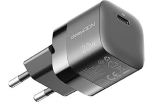 deleyCON Ładowarka USB C (Kompaktowa, Szybka Ładowarka) Zasilacz USB-C do iPhone 17 16, 15, Pro, Pro Max, iPad, AirPods 4, Airpods Max, Zegarek, Galaxy S25/S24/S23, Telefon Komórkowy, PD 3.0 - Czarny