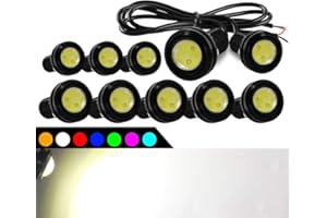 KAIDENGZHE 10pcs 18mm 9W Eagle Eye LED Light DRL Fog Light Motorcycle Light Daytime Running Lights DRL Tail Backup Light Car Motor Marker Lights(White)