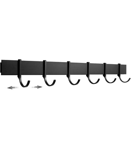 FERCOSEN hakenlijst keuken zonder boren met zuignap, afneembare houder voor keukengerei. Roestvrij, gemakkelijk schoon te maken, met 10 haken, 50 cm lang en draagvermogen, Aluminium