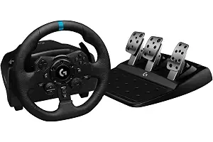 Logitech G G923 Racing Wheel y Pedals para Playstation & PC - Negro | Force Feedback TRUEFORCE, 1.000 Hz, respuesta eficaz, doble embrague, volante auténtico, PS5, PS4, PC, Mac