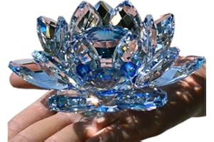 ‎TYGJB TYGJB Feine Quarz Kristallglas Lotus Blume Natursteine Mineralien Feng Shui Kugel Kristalle Blumen Hochzeit Souvenirs (Blau)