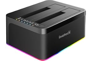 Inateck RGB USB 3.0 USB-C Station d’Accueil, avec la Fonction de Clone Hors-Ligne, pour HDDs et SSDs 2,5 et 3,5 Pouces, Double Baie 2 x 20 to, UASP Soutenu, SA02003C…