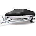 NEVERLAND Boat Cover Boat Tarpaulin - Waterproof Portable Boat Cover 4000PA, Protective Cover for Boat Hull V 420D Oxford Cloth, Anti-UV for Yacht, Tri-Hull 17-19ft Width 6.0m to 3.2m