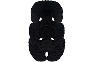‎BLUBLU PARK Baby Autositz-Kissen, Kopf- und Körperstütze für Neugeboreneneinsatz, 2-in-1 reversibles Babysitz-Kissen, weiche Kinderwagen-Einlage für Autositze, Babywippen, Kinderwagen und Schaukeln (Schwarz)