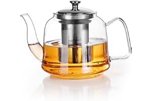 Tekanna glas 1600 ml, tekanna med sil, tillverkad av glas med sil, termisk tebryggare, borosilikat klar tekanna, lock och sil
