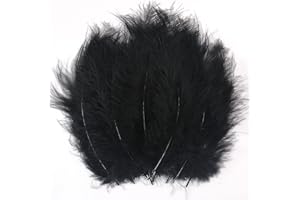 WANRUIDA wangruida Lot de 200 Turquie Plumes Le Noir duveteuses de 10,2 à 15,2 cm pour Loisirs créatifs, Attrape-rêves, Plumes colorées