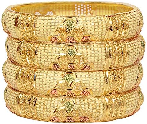Mansiyaorange Four Hand Meena Multicolor Bangles For Women