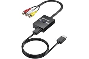 AUTOUTLET RCA auf HDMI Adapter, 16:9/4:3 Konvertierung 1080P Composite CVBS AV zu HDMI Video Audio Konverter mit 50CM abnehmbares HDMI Kabel & PAL/NTSC, für Wii/PS1/PS2/N64/Xbox/DVD/VCR/VHS