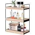 3 Tier Bathroom Counter Organizer, Wooden Bathroom Organizer Countertop Storage Shelf, Bathroom Trays for Counter, Perfume Skincare Organizer Cosmetic Holder, Kitchen Spice Rack Bathroom Organizer