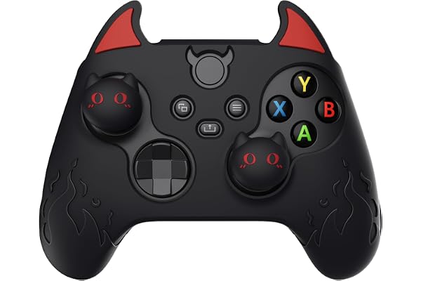PlayVital Coque Manette pour Xbox Series X S avec Capuchon Joystick Housse Protection pour Xbox Core Controller Cover Silicone Grip Antidérapante Skin-Noir,Édition Démon