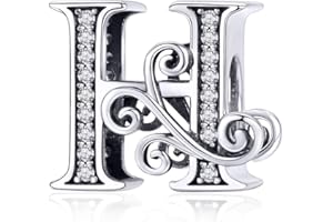 Lorrifal Solid 925 Sterling Silver Initial A-Z Letter Charm A-Z Bead for Pandora European Bracelets Necklace Women Jewelry Gift