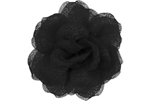 Mecool 4.33" Chiffon Rose Hair Clip for Weddings Party Brooch Pins Corsage Hair Head Clip | Hair Jewellery Barrette Hair clips Women Accessories | Flower Hair Clips Girls | Wedding Flowers-Black