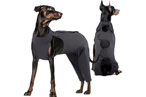 Kuoser Hundebody Nach Op, Erholungsanzug für Kastration Rüde Hündin, Schenkel Schutz Bodysuit, Anti-Wundlecken Alternative zur Halskrause, Grau L