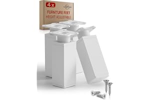 LouMaxx Set med 4 rektangulära justerbara möbelben, 40 x 40 x 100 mm, vit med monteringsplatta - aluminiummöbelben, högkvalitativa skåpfötter för möbler