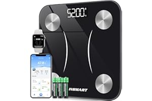 Bilancia Pesapersone Digitale Professionale, INSMART Bilancia Impedenziometrica Smart Bluetooth con 16 Indici di Misurazione Pesa Persone, Massa Grassa e Magra, BMI, Massa Muscolare o Ossea, 180KG