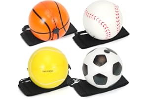 MELEAGER Springball - 4 Stück Handgelenk Return Ball für Fußball, Basketball, Baseball, Softball - Jumper Ball für Kinder und Erwachsene