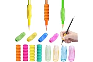 DEVENIRRICHE 12 Stück Bleistift Griffe, Stifthaltung Hilfe Kinder, Silikon Stift Griffe, Stiftgriffe Schaumstoff, Linkshänder Rechtshänder Bleistift Griffe und Ergonomische Schreibhilfe für Kinder