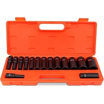 10-teiliger Schlagschrauber Nuss-Satz – 1/2 Zoll, 6-Punkt, Chrom-Vanadium, Größen 10-24 Mm