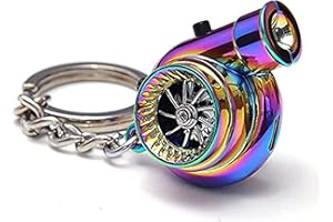 ANSHKA Encantador llavero turbocompresor arcoíris pulido con sonidos y LED, llavero turbo de metal recargable, Arco Iris, 28mm x 16mm