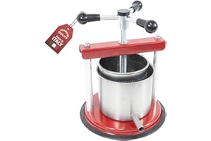 OWIJI Torchietto Premitutto Acciaio Inox Luxury Quality Diametro 12 cm Capacità 2,5 Litri Pressa Manuale Premitura Mirto Vino Liquori Spremute Succhi Frutta Agrumi Conserve Made in Italy Melanzane
