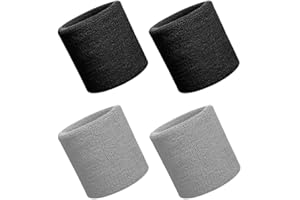 NOKDAL 4 Stück Sport Wristbands,Absorbierende Schweißbänder Handgelenk,Sport Armband für Herren Damen,Weiche Verdickte Baumwolle Armband für Fußball Basketball, Leichtathletik