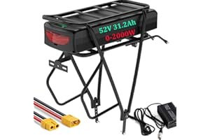 EXECYC Porte-Bagages arrière Batterie de vélo électrique 52V 31.2Ahpour Les vélos électriques de 2000 W et 1500W 1000W -Kit de Conversion pour vélo électrique Batterie (52V 31.2Ah inclure Un Porte-Bagages)