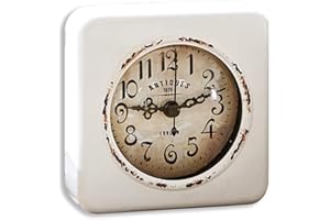 ‎LOBERON Loberon Uhr Gervase, Charmantes Vintage-Flair, mit Antik-Finish und Verzierten Zeigern, Nützlich & Dekorativ, Zeitmesser, Eisen, antikweiß