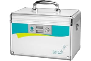 GLOSEN Medizinbox, Medikamenten Aufbewahrung Verschließbare Box, Hausapotheke, Medikamentenschrank, Medikamentenbox mit Schloss [Portable] 14 * 8,5 * 8,5 Zoll (Groß)