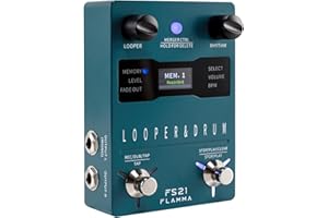 FLAMMA FS21 Stereo Gitarre Looper Pedal & Drum Machine 2in1 mit 160 Minuten Loop Aufnahmekapazität 100 Drum Grooves 10 Metronom Support Software Editing