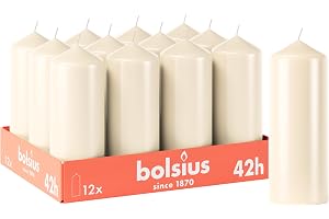 Bolsius släta blockljus – elfenben – 12 stycken – 15 x 6 cm – dekorativa hushållsljus – brinntid 42 timmar – oparfymerad – in