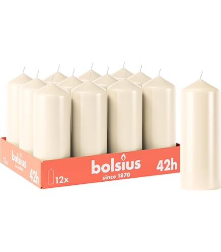 Candele Cilindriche Avorio - Set Da 6 | 16,5 Cm X 6 Cm | Durata 54 Ore | Non Profumate | Qualit&agrave; RAL