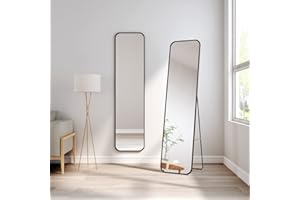 Meykoers Specchio da terra 160x40 cm,specchio da parete lungo,per il corpo in piedi e appeso,per camere da letto, spogliatoi, salon, soggiorni, con cornice in metallo (nero