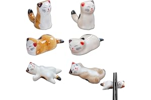 Eterspr 6 Piezas Resto de Palillos de Cerámica, Descanso de Palillos de Gato de Cerámica, para Cocina, Mesa de Comedor, Almacenamiento de Cubiertos