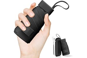 LENDOO Paraguas Plegable, Mini Paraguas para el Sol con Protección UV 50+ y 95% de Resistente a los rayos UV 6 Estructuras Reforzada Compacto Portátil en Estuche para Mujer y Hombre