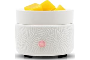 Electric Wax Melts Candle Burner - Bobolyn Ceramic Wax Melts Warmer 3-in-1 Scented Candle Wax Melter Electric Fragrance Essential Oil Burner Aromatherapy Home Office Bedroom Gifts - Embossed Leaves