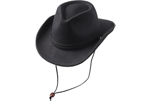 DRESHOW Cappello da Cowboy per Ragazzi e Ragazze Occidentale Fedora Cintura Fibbia Retro Cappelli Panama Unisex Arrotolato Cappelli per Bambini 4-12 Anni