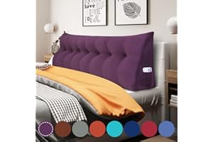 VERCART Rückenkissen Keilkissen Rückenlehne Kissen für Bett Sofa Kopfteil Gepolstert Bettkissen Wandkissen Sofakissen Groß Rueckenkissen Couchkissen Dekokissen Kordsamt Lila 200cm