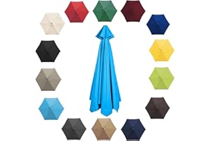 CMJYMX 200cm 2.7m 300cm Umbrella Replacement Parasol Canopy, Garden Parasol Canopy Cover For Patio Sun Umbrella, 6 Arms/8 Arms Replacement Parasol Cover, Market Table Umbrella Replacement Top(Color:Lake blue
