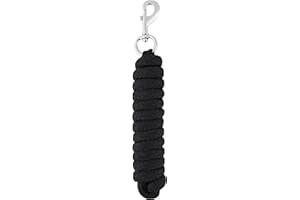 LeMieux Cotton Lead Rope for Horses - Black - Heavy Duty Metal Trigger Clip & Fittings - One Size