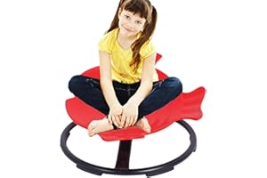 HIGAOQS Kids Swivel Chair，Autism Sensory Toy Chair for Kids, Sit and Spin Chair Training Body Coordination Sensory Balance Training Seat, Kid Spinning Carousel, Ages 3-12 (Red)