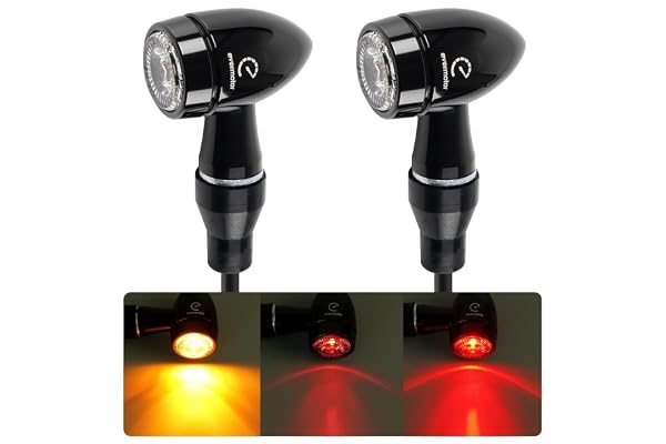 evermotor 3 en 1 Clignotants Moto LED Mini Bullet,Homologué E32 - Indicateurs Universels en Alliage CNC 12V Étanche IP67 - pour Moto, Scooter, Quad (2Pcs)