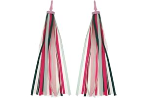 DEOLVEN Ruban pour Vélo Guidon d’Enfant,2 Pack Colorés Ruban de Gland de Bicyclette Vélo Guidon Banderoles pour Scooter Vélo de Bébé de Garçon Fille 27CM Rouge Jaune Rose Bleu