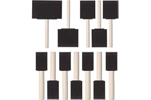 FVIZAL 12 Pcs Foam Brush, Sponge Foam Paint Brushes for Arts and Crafts Painting Craft sponges Tools with Wooden Handle, Watercolours Arts & Craft Supplies
