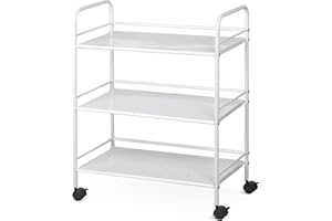 costoffs 3 Tier Storage Trolley Kitchen on Wheels Narrow Bathroom Storage Unit Vegatable Rack Craft Trolley for Home/Office/Bedroom/Laundry